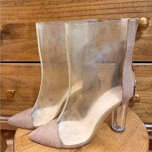 Zara Transparent Heeled Boots with Tan Details